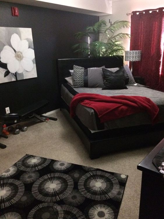 Bold Red and Charcoal Gray - Bedroom Color Ideas