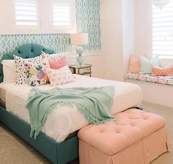 Coral and Turquoise - Bedroom Color Ideas