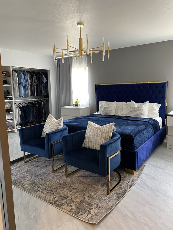 Navy Blue and Gold - Bedroom Color Ideas