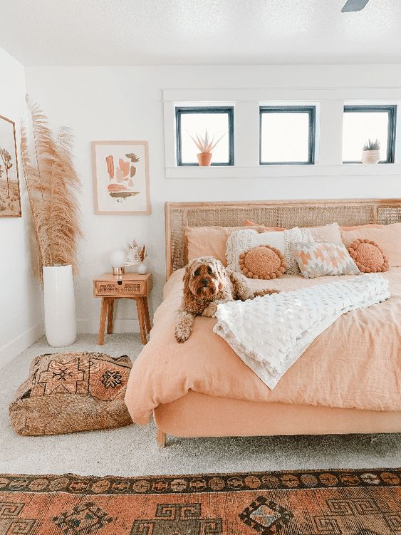 Soft Peach and Creamy White - Bedroom Color Ideas